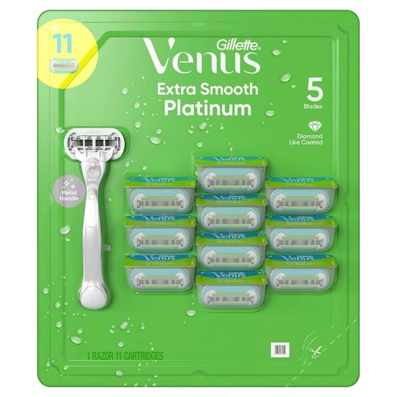 Platinum Extra Smooth Metal Handle Women's Razor, 1 Handle + 11 Refills